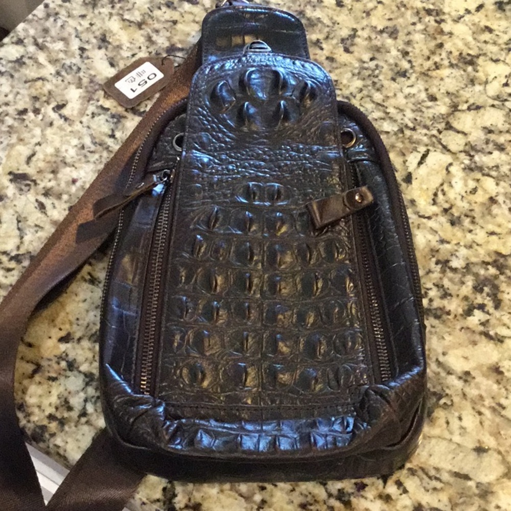 Crocodile leather sling bag